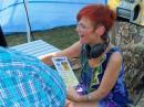 Nancy Bauer, KK4KDU, after her first contact on the GOTA station at KY4KY, Bullit Amateur Radio Society Field Day site at Pioneer Village City Hall.
